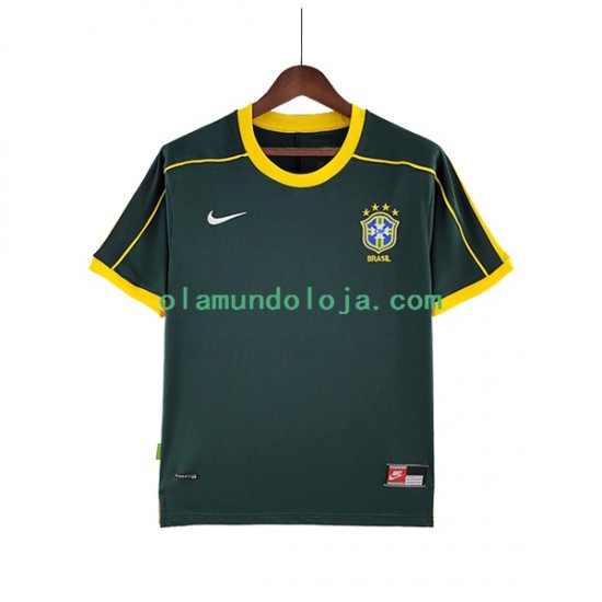 Camisola Brasil Guarda-redes Retro Homem Equipamento Segundo 1998 Manga Curta